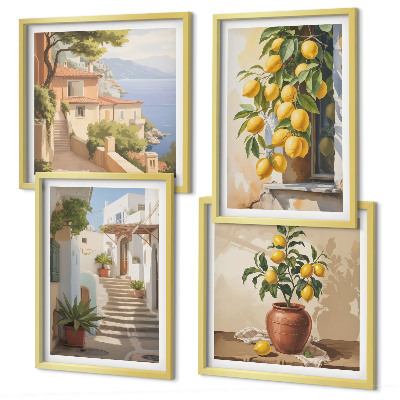 Polyptyque z cadres Rues des citrons, vue sur la mer
