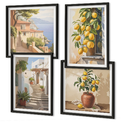 Polyptyque z cadres Rues des citrons, vue sur la mer