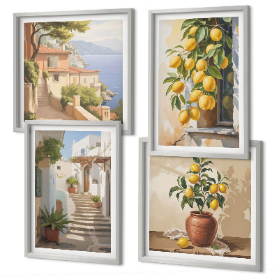 Polyptyque z cadres Rues des citrons, vue sur la mer