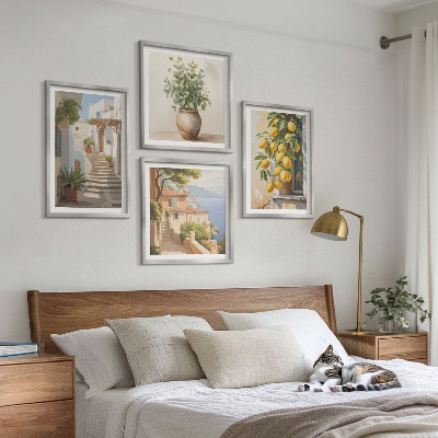 Ensemble de 4 tableaux Citronniers en pot rue