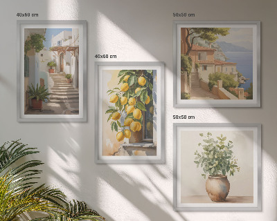 Ensemble de 4 tableaux Citronniers en pot rue