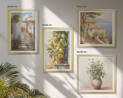 Ensemble de 4 tableaux Citronniers en pot rue