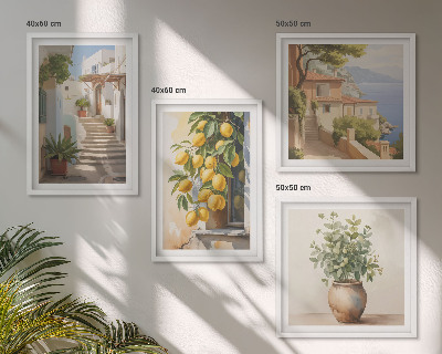 Ensemble de 4 tableaux Citronniers en pot rue
