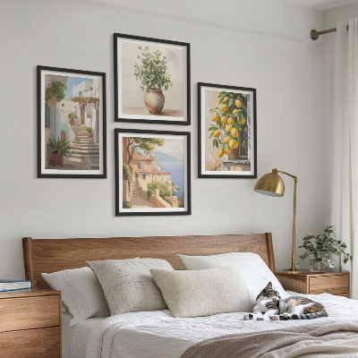 Ensemble de 4 tableaux Citronniers en pot rue