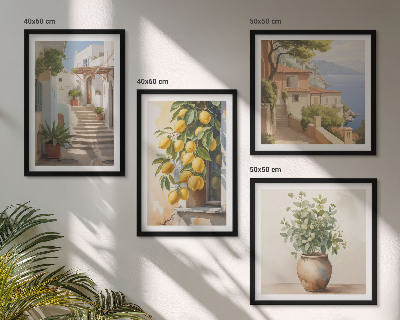 Ensemble de 4 tableaux Citronniers en pot rue