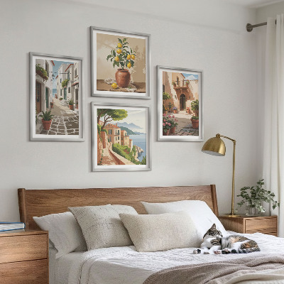 Mur de tableaux Rues, maisons, plantes, pots