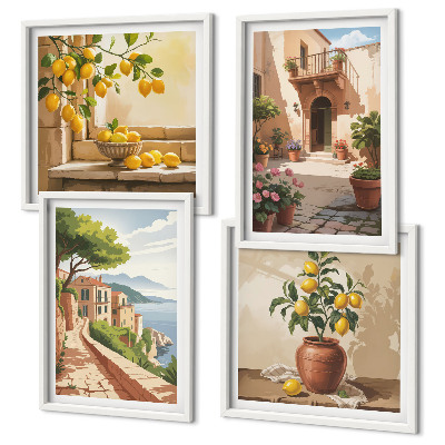Ensemble de 4 tableaux Les agrumes dans la cuisine