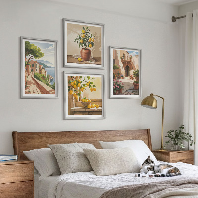 Ensemble de 4 tableaux Les agrumes dans la cuisine