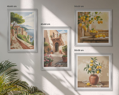 Ensemble de 4 tableaux Les agrumes dans la cuisine