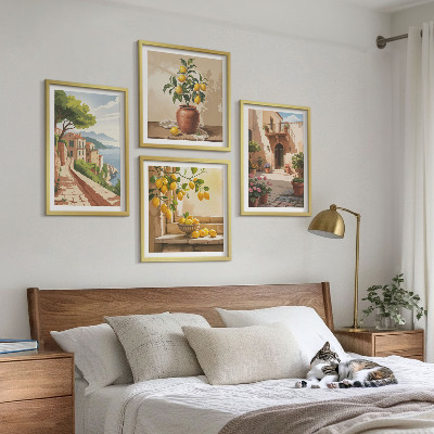 Ensemble de 4 tableaux Les agrumes dans la cuisine
