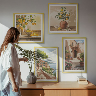 Ensemble de 4 tableaux Les agrumes dans la cuisine