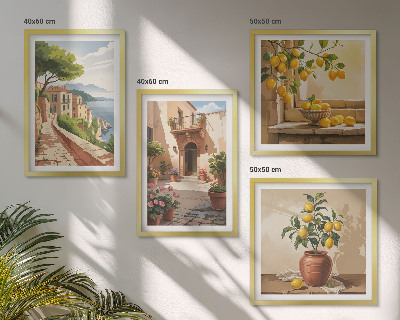 Ensemble de 4 tableaux Les agrumes dans la cuisine