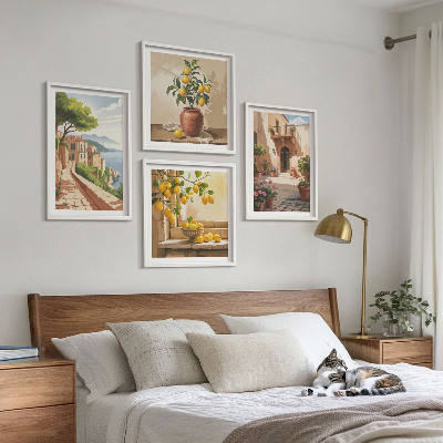 Ensemble de 4 tableaux Les agrumes dans la cuisine