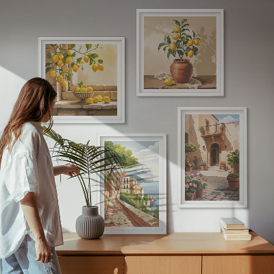 Ensemble de 4 tableaux Les agrumes dans la cuisine