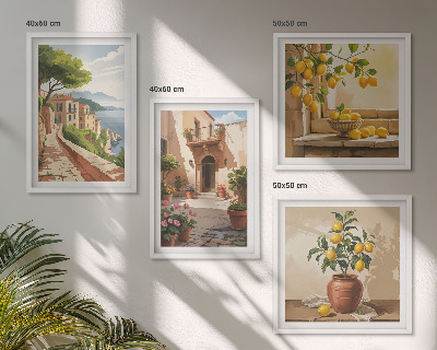 Ensemble de 4 tableaux Les agrumes dans la cuisine