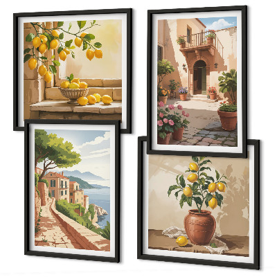 Ensemble de 4 tableaux Les agrumes dans la cuisine