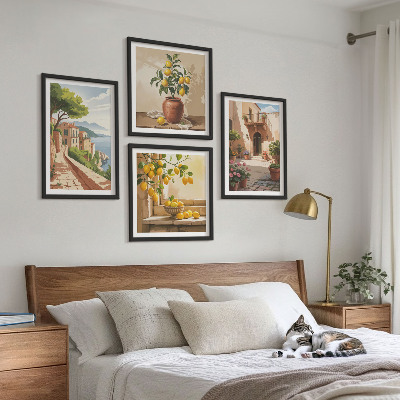 Ensemble de 4 tableaux Les agrumes dans la cuisine