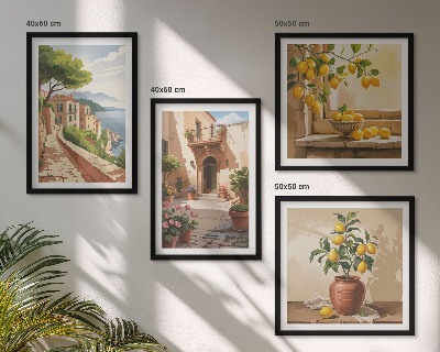 Ensemble de 4 tableaux Les agrumes dans la cuisine