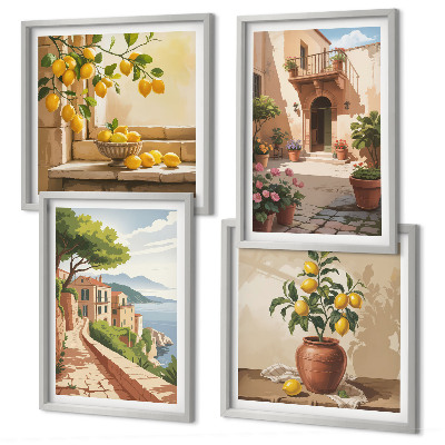 Ensemble de 4 tableaux Les agrumes dans la cuisine