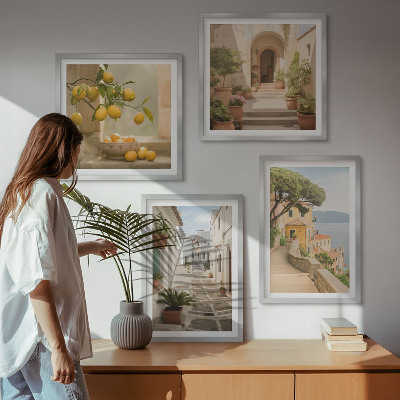 Mur de tableaux Un agrume à la fenêtre donnant sur la mer