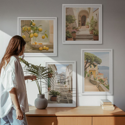 Mur de tableaux Un agrume à la fenêtre donnant sur la mer