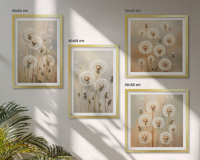 Ensemble de 4 tableaux Pissenlits blancs sur fond clair