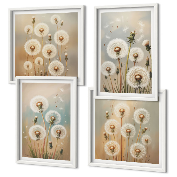 Mur de tableaux Fleurs de pissenlit pastel