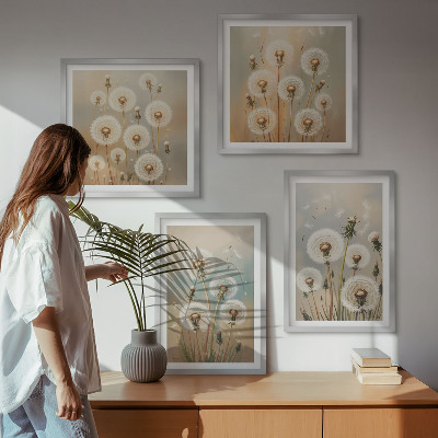 Mur de tableaux Fleurs de pissenlit pastel