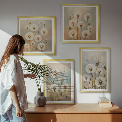 Mur de tableaux Fleurs de pissenlit pastel