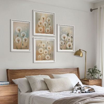 Mur de tableaux Fleurs de pissenlit pastel