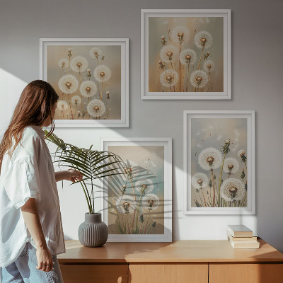 Mur de tableaux Fleurs de pissenlit pastel