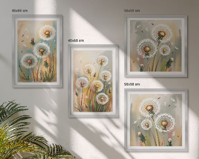 Polyptyque z cadres Fleurs de pissenlit herbes pastel
