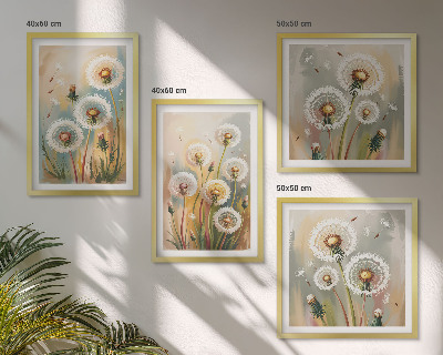 Polyptyque z cadres Fleurs de pissenlit herbes pastel