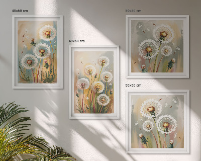 Polyptyque z cadres Fleurs de pissenlit herbes pastel