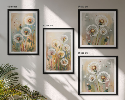 Polyptyque z cadres Fleurs de pissenlit herbes pastel