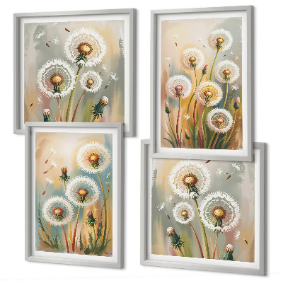 Polyptyque z cadres Fleurs de pissenlit herbes pastel