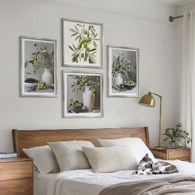 Mur de tableaux Olives dans des vases gris