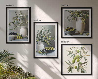 Mur de tableaux Olives dans des vases gris
