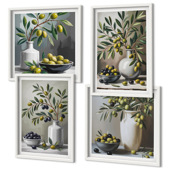 Polyptyque z cadres Olives en céramique grise