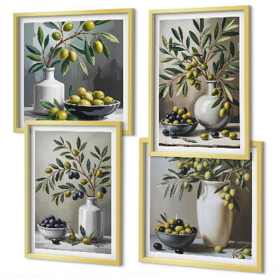 Polyptyque z cadres Olives en céramique grise