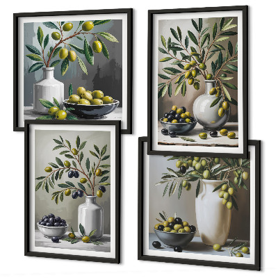 Polyptyque z cadres Olives en céramique grise