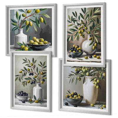 Polyptyque z cadres Olives en céramique grise