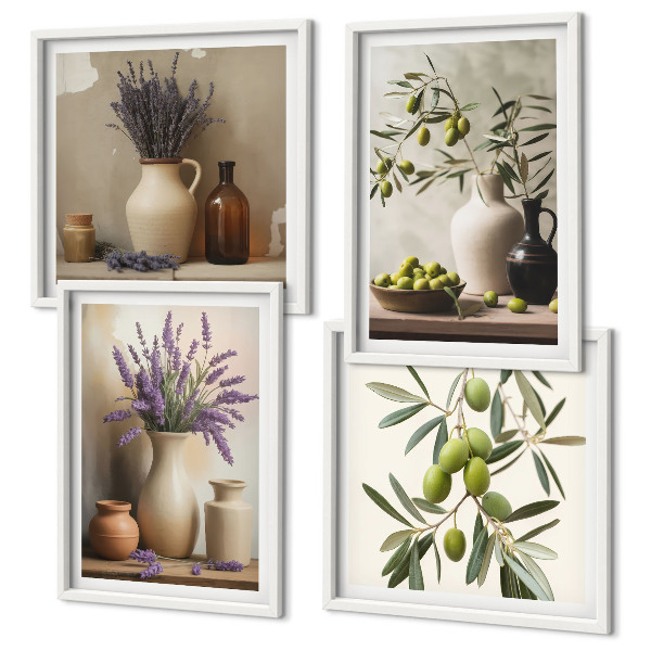 Ensemble de 4 tableaux Décorations de fleurs en vase