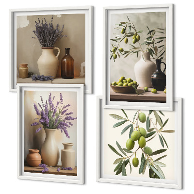 Ensemble de 4 tableaux Décorations de fleurs en vase