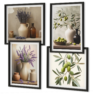 Ensemble de 4 tableaux Décorations de fleurs en vase