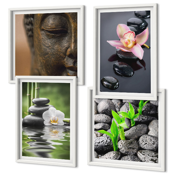 Mur de tableaux Composition paisible de bouddha fleuri zen