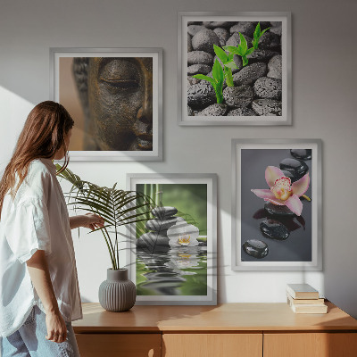 Mur de tableaux Composition paisible de bouddha fleuri zen