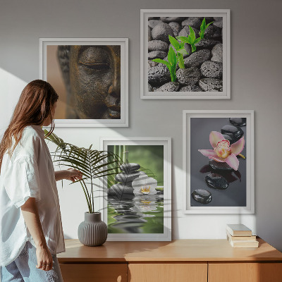 Mur de tableaux Composition paisible de bouddha fleuri zen