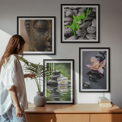 Mur de tableaux Composition paisible de bouddha fleuri zen