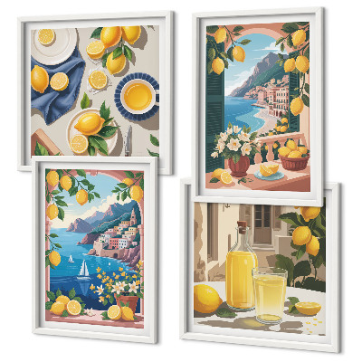 Mur de tableaux Citrons italiens fenêtre sur mer
